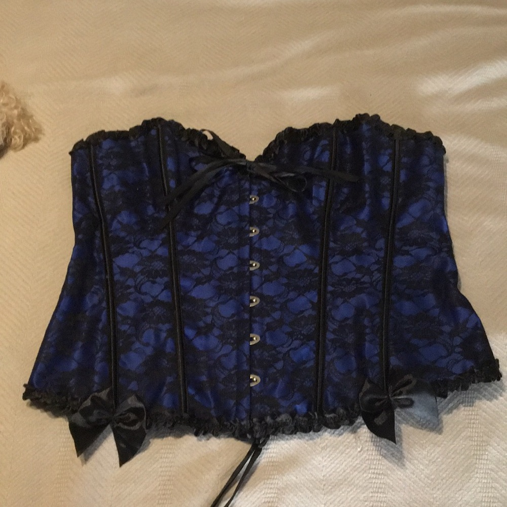Black and blue lace corset